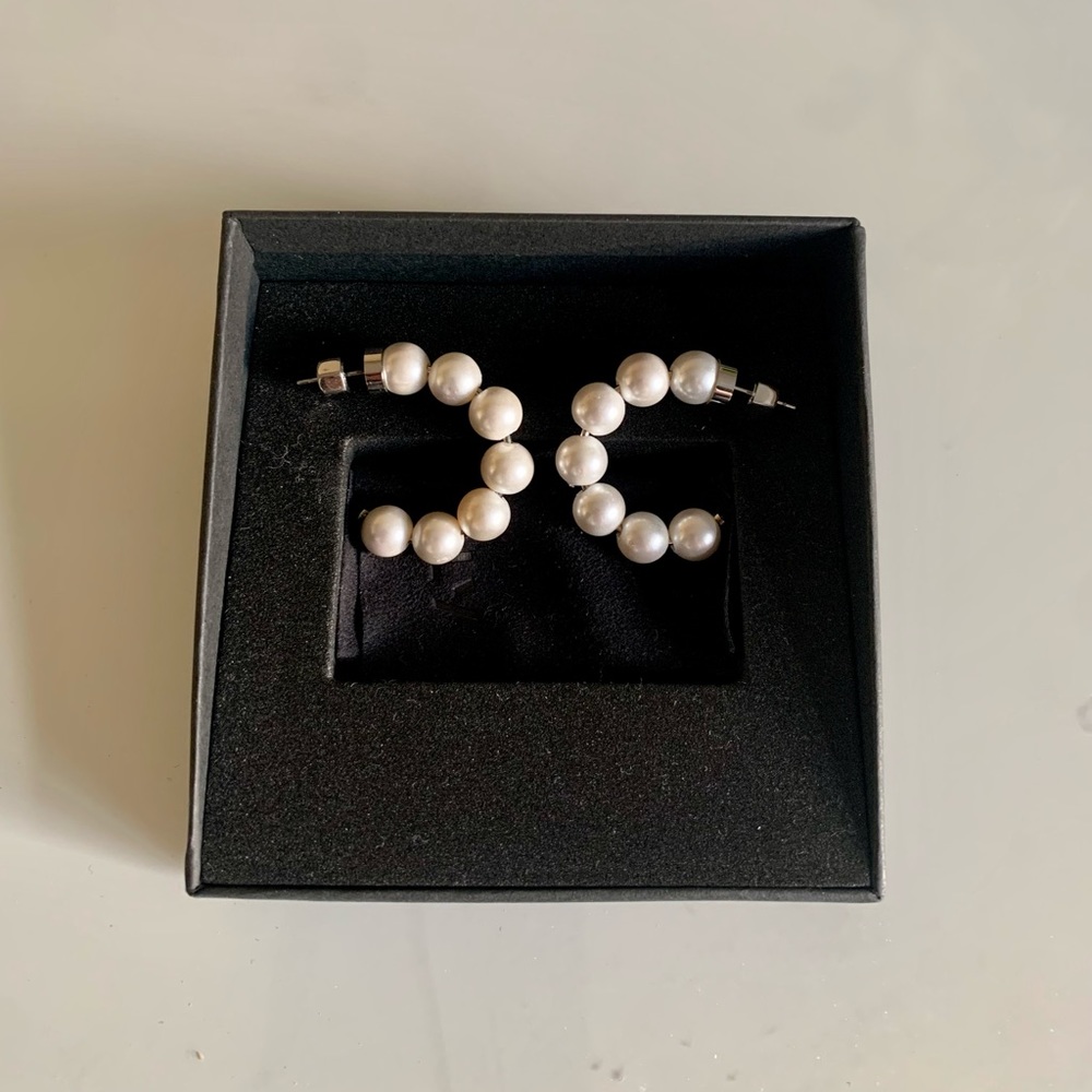 Elegant Pearl Hoop Earrings